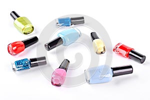 Set of colorful nail varnish.