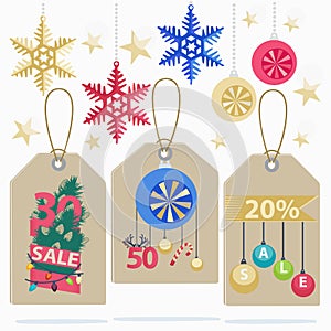 Set of colorful New Year Sale labels