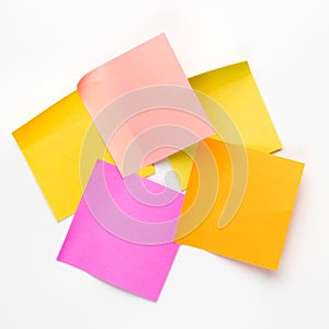 Set of colorful note stickers on white background