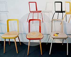 The set of colorful office chairs