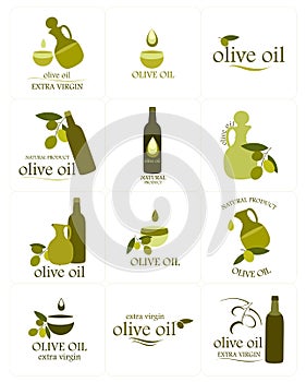 Set of colorful olive oil labels.