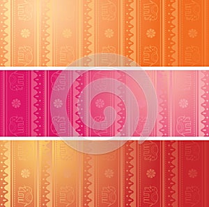 Set of colorful oriental elephant horizontal banners