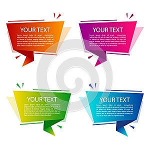 Set of colorful origami banners for your text. Vector illustration