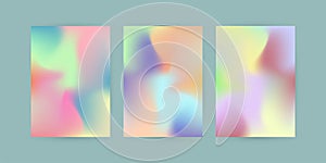 Set of colorful pastel abstract curve design in gradient templae, three pastel style of modern pattern template for soft color