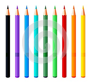 Set of colorful pencils. Vector realistic highlighters, felt tip marker or pens collection for design in home, office