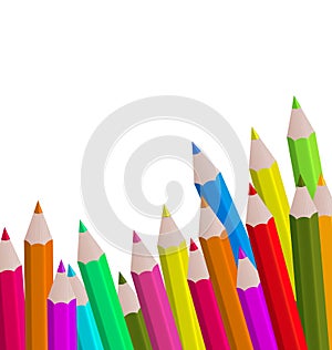 Set colorful pencils on white background