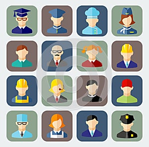 Set of colorful people occupation icons