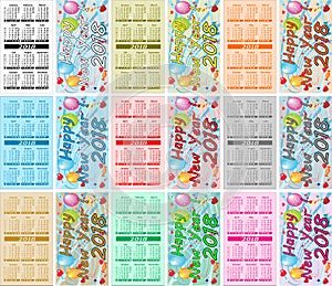 Set Colorful Pocket Calendars For 2018