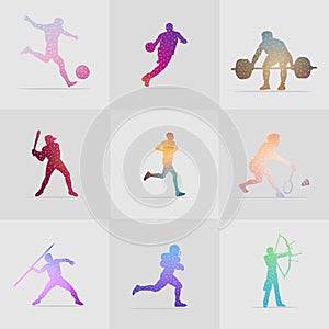 Set Of Colorful Polygon Sport Illustration