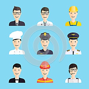 Set of colorful profession man flat style icons