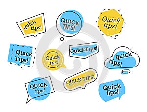 Set of colorful quick tips logos