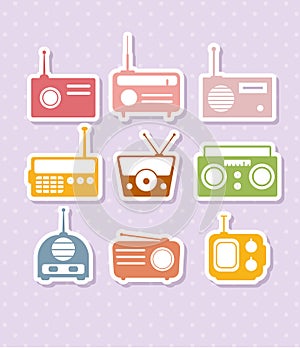 Set of colorful radio