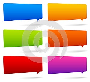 Set of colorful rectangular speech bubbles with empty space