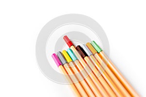 Set of colorful school markers as a symbol of education aims in fostering individuality and originality of individuals