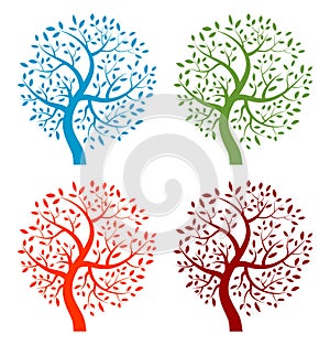 Set of Colorful Season Tree icons