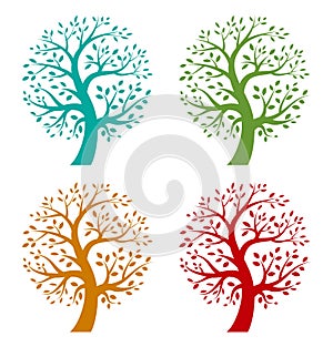 Set of Colorful Season Tree icons