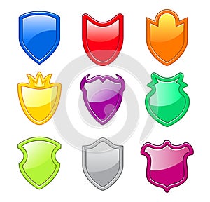 Set of colorful shield icons