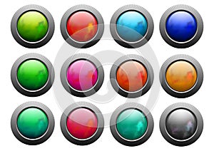 Set of colorful and shiny buttons. Iustration.