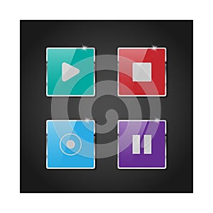 Set of colorful shiny glass web buttons