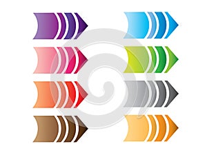 A set of colorful simple design arrow pointers for direction