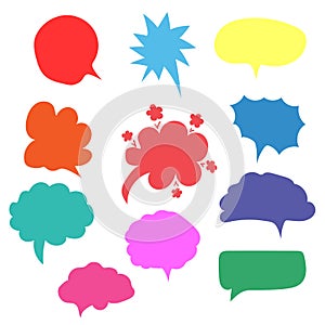 Set of colorful speech bubbles. Collection of isolated elements. Vector illustration.