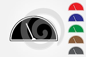 A set of colorful speedometers vector with simple design on white background