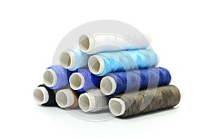 Set of colorful spools of thread