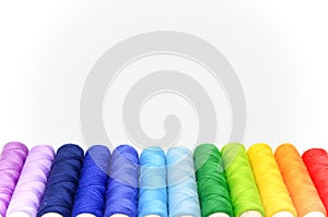Set of colorful spools of thread