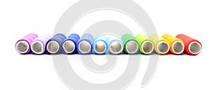 Set of colorful spools of thread