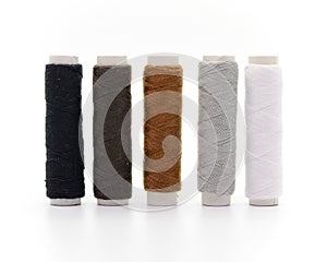 Set of colorful spools of thread
