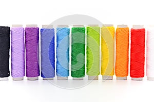 Set of colorful spools of thread