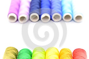 Set of colorful spools of thread