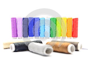 Set of colorful spools of thread