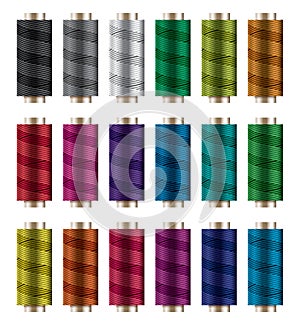 Set of colorful spools. thread reels. vector