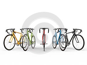 Set of colorful sports bicycles