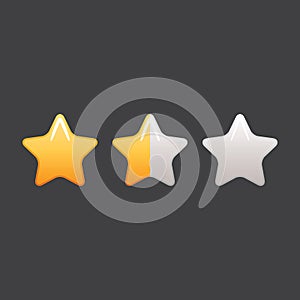 Set of colorful stars for feedback, user experience, satisfaction level.  Excellent, good, normal, bad, angry.