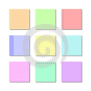 set of colorful sticky notes and pages vector illustration