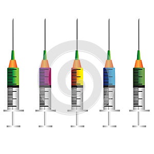 Set of colorful syringes
