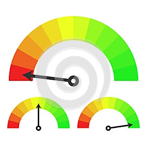 Set of colorful tachometers in modern flat style