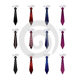 Set of colorful ties isolated on a white background