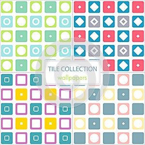Set of colorful tiles patterns