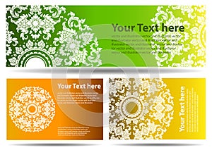 Set of 3 colorful traditional banners with space for text