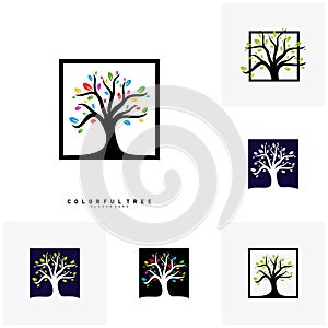 Set of Colorful Tree Logo Design Template. Luxury Tree logo Concepts. Nature Logo Concepts Vector