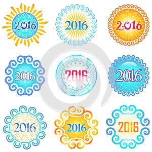 Set of Colorful Vector Labels for Celebrate New 2016 Year