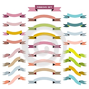 Set of colorful vector ribbons isolated on white background.