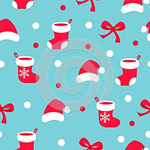 Set of colorful vector winter holidays Christmas seamless pattern collection. Merry Christmas and Happy New Year decoration. Gift