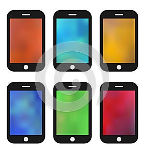 Set of colorful wallpaper for mobile phones. Blurred Backgrounds