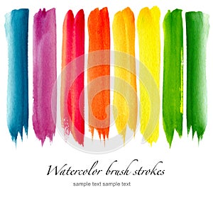 Set of colorful watercolor brush strokes