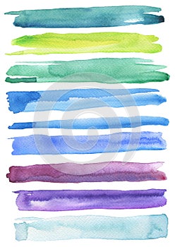 Set of colorful watercolor brush strokes.