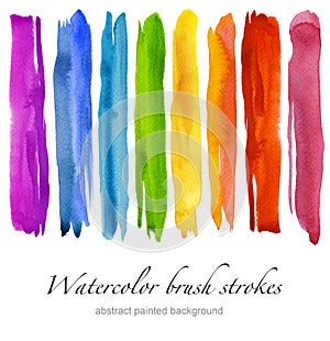 Set of colorful watercolor brush strokes. Isolated.